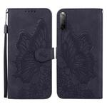 For Sony Xperia 10 III Retro Skin Feel Butterflies Embossing Horizontal Flip Leather Case with Holder & Card Slots & Wallet(Black)