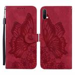 For OnePlus Nord CE 5G Retro Skin Feel Butterflies Embossing Horizontal Flip Leather Case with Holder & Card Slots & Wallet(Red)