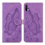 For OnePlus Nord CE 5G Retro Skin Feel Butterflies Embossing Horizontal Flip Leather Case with Holder & Card Slots & Wallet(Purple)