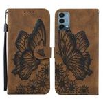 For OnePlus Nord N200 Retro Skin Feel Butterflies Embossing Horizontal Flip Leather Case with Holder & Card Slots & Wallet(Brown)