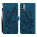 For OnePlus Nord N200 Retro Skin Feel Butterflies Embossing Horizontal Flip Leather Case with Holder & Card Slots & Wallet(Blue)