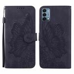 For OnePlus Nord N200 Retro Skin Feel Butterflies Embossing Horizontal Flip Leather Case with Holder & Card Slots & Wallet(Black)