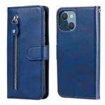 For iPhone 13 mini Fashion Calf Texture Zipper Horizontal Flip Leather Case with Stand & Card Slots & Wallet Function (Blue)