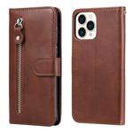 For iPhone 13 Pro Max Fashion Calf Texture Zipper Horizontal Flip Leather Case with Stand & Card Slots & Wallet Function (Brown)
