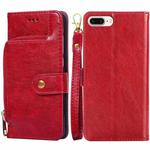 Zipper Bag PU + TPU Horizontal Flip Leather Case with Holder & Card Slot & Wallet & Lanyard For iPhone 7 Plus(Red)