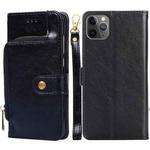 For iPhone 11 Pro Max Zipper Bag PU + TPU Horizontal Flip Leather Case with Holder & Card Slot & Wallet & Lanyard (Black)