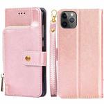 For iPhone 11 Pro Max Zipper Bag PU + TPU Horizontal Flip Leather Case with Holder & Card Slot & Wallet & Lanyard (Gold)