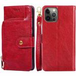 For iPhone 12 Pro Zipper Bag PU + TPU Horizontal Flip Leather Case with Holder & Card Slot & Wallet & Lanyard / 12(Red)