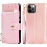 For iPhone 12 Pro Zipper Bag PU + TPU Horizontal Flip Leather Case with Holder & Card Slot & Wallet & Lanyard / 12(Gold)