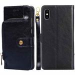 For iPhone X / XS Zipper Bag PU + TPU Horizontal Flip Leather Case with Holder & Card Slot & Wallet & Lanyard(Black)