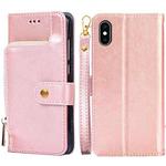 For iPhone X / XS Zipper Bag PU + TPU Horizontal Flip Leather Case with Holder & Card Slot & Wallet & Lanyard(Gold)