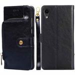 For iPhone XR Zipper Bag PU + TPU Horizontal Flip Leather Case with Holder & Card Slot & Wallet & Lanyard(Black)