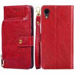 For iPhone XR Zipper Bag PU + TPU Horizontal Flip Leather Case with Holder & Card Slot & Wallet & Lanyard(Red)