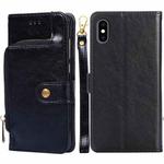 For iPhone XS Max Zipper Bag PU + TPU Horizontal Flip Leather Case with Holder & Card Slot & Wallet & Lanyard(Black)