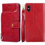 For iPhone XS Max Zipper Bag PU + TPU Horizontal Flip Leather Case with Holder & Card Slot & Wallet & Lanyard(Red)