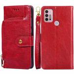 For Motorola Moto G30 Zipper Bag PU + TPU Horizontal Flip Leather Case with Holder & Card Slot & Wallet & Lanyard(Red)