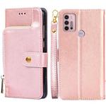 For Motorola Moto G30 Zipper Bag PU + TPU Horizontal Flip Leather Case with Holder & Card Slot & Wallet & Lanyard(Gold)