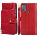 For Motorola Moto G50 Zipper Bag PU + TPU Horizontal Flip Leather Case with Holder & Card Slot & Wallet & Lanyard(Red)