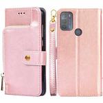 For Motorola Moto G50 Zipper Bag PU + TPU Horizontal Flip Leather Case with Holder & Card Slot & Wallet & Lanyard(Gold)