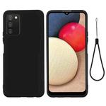 For Samsung Galaxy A03s (166.59mm) Pure Color Liquid Silicone Shockproof Full Coverage Case(Black)