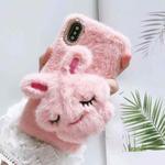 For iPhone X / XS Plush Rabbit Phone Protect Case(Pink)
