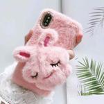 For iPhone XR Plush Rabbit Phone Protect Case(Pink)