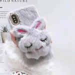 For iPhone XR Plush Rabbit Phone Protect Case(Grey)