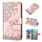 Sika Deer Embossing Pattern Horizontal Flip PU Leather Case with Holder & Card Slot & Wallet & Photo Frame For iPhone 6 / 6s(Rose Gold)