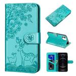 For iPhone 12 / 12 Pro Sika Deer Embossing Pattern Horizontal Flip PU Leather Case with Holder & Card Slot & Wallet & Photo Frame(Green)