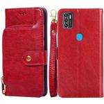 For ZTE Blade A7s 2020 Zipper Bag PU + TPU Horizontal Flip Leather Case with Holder & Card Slot & Wallet & Lanyard(Red)