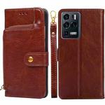 For ZTE Axon 30 Ultra 5G Zipper Bag PU + TPU Horizontal Flip Leather Case with Holder & Card Slot & Wallet & Lanyard(Brown)