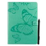 For iPad 10.2 / Pro 10.5 / Air  2019 Pressed Printing Butterfly Pattern Horizontal Flip PU Leather Case with Holder & Card Slots & Wallet & Pen Slot(Green)