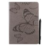 For iPad 10.2 / Pro 10.5 / Air  2019 Pressed Printing Butterfly Pattern Horizontal Flip PU Leather Case with Holder & Card Slots & Wallet & Pen Slot(Grey)
