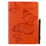 For iPad 10.2 / Pro 10.5 / Air  2019 Pressed Printing Butterfly Pattern Horizontal Flip PU Leather Case with Holder & Card Slots & Wallet & Pen Slot(Orange)