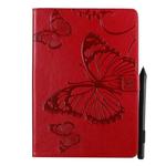 For iPad 10.2 / Pro 10.5 / Air  2019 Pressed Printing Butterfly Pattern Horizontal Flip PU Leather Case with Holder & Card Slots & Wallet & Pen Slot(Red)