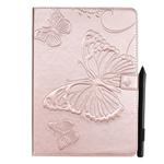 For iPad 10.2 / Pro 10.5 / Air  2019 Pressed Printing Butterfly Pattern Horizontal Flip PU Leather Case with Holder & Card Slots & Wallet & Pen Slot(Rose Gold)