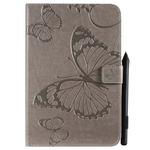 For iPad Mini 2019 & 4 & 3 & 2 & 1 Pressed Printing Butterfly Pattern Horizontal Flip PU Leather Case with Holder & Card Slots & Wallet & Pen Slot(Grey)