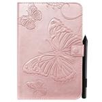 For iPad Mini 2019 & 4 & 3 & 2 & 1 Pressed Printing Butterfly Pattern Horizontal Flip PU Leather Case with Holder & Card Slots & Wallet & Pen Slot(Rose Gold)