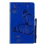 For Galaxy Tab A 8.0 (2019) Pressed Printing Butterfly Pattern Horizontal Flip PU Leather Case with Holder & Card Slots & Wallet & Pen Slot(Blue)
