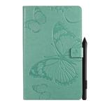 For Galaxy Tab A 10.1 (2019) Pressed Printing Butterfly Pattern Horizontal Flip PU Leather Case with Holder & Card Slots & Wallet & Pen Slot(Green)