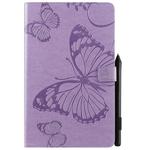 For Galaxy Tab A 10.1 (2019) Pressed Printing Butterfly Pattern Horizontal Flip PU Leather Case with Holder & Card Slots & Wallet & Pen Slot(Purple)