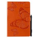 For Galaxy Tab S5e Pressed Printing Butterfly Pattern Horizontal Flip PU Leather Case with Holder & Card Slots & Wallet & Pen Slot(Orange)