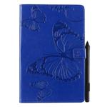 For Galaxy Tab S5e Pressed Printing Butterfly Pattern Horizontal Flip PU Leather Case with Holder & Card Slots & Wallet & Pen Slot(Blue)