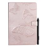 For Galaxy Tab S5e Pressed Printing Butterfly Pattern Horizontal Flip PU Leather Case with Holder & Card Slots & Wallet & Pen Slot(Rose Gold)