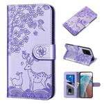 For Samsung Galaxy S20 Ultra Sika Deer Embossing Pattern Horizontal Flip PU Leather Case with Holder & Card Slot & Wallet & Photo Frame(Purple)