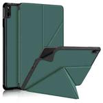 For Huawei MatePad 11 2021 Multi-folding Horizontal Flip PU Leather Shockproof Case with Holder & Sleep / Wake-up Function(Dark Green)