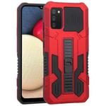 For Samsung Galaxy A02s 164mm EU Version Vanguard Warrior All Inclusive Double-color Shockproof TPU + PC Protective Case with Holder(Red)