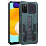 For Samsung Galaxy A03s 164mm Vanguard Warrior All Inclusive Double-color Shockproof TPU + PC Protective Case with Holder(Graphite Green)