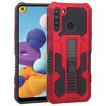 For Samsung Galaxy A21 US Version Vanguard Warrior All Inclusive Double-color Shockproof TPU + PC Protective Case with Holder(Red)