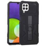 For Samsung Galaxy A22 4G / M32 4G Vanguard Warrior All Inclusive Double-color Shockproof TPU + PC Protective Case with Holder(Rock Black)